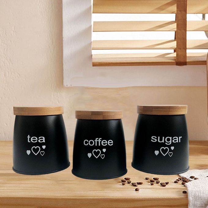 Sets With Labels With Bamboo Lid 500ml Tins For Black