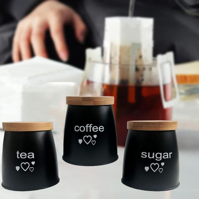 Sets With Labels With Bamboo Lid 500ml Tins For Black