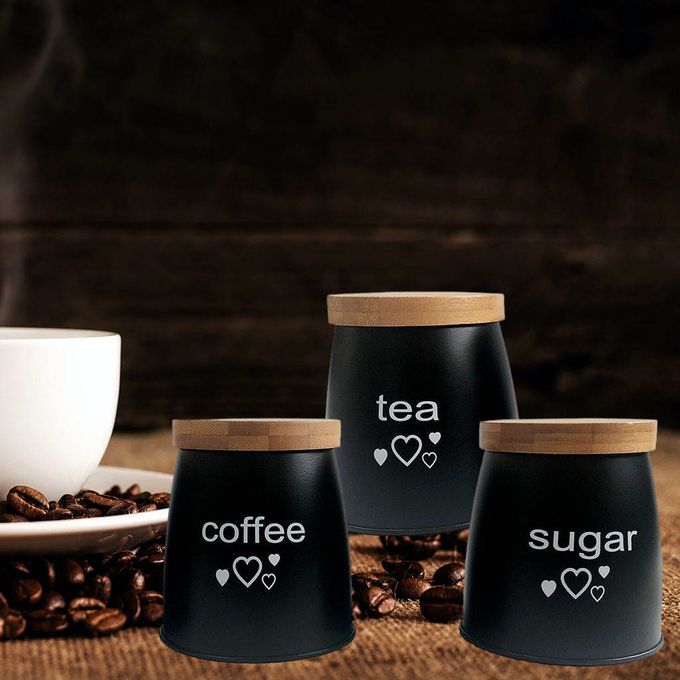 Sets With Labels With Bamboo Lid 500ml Tins For Black