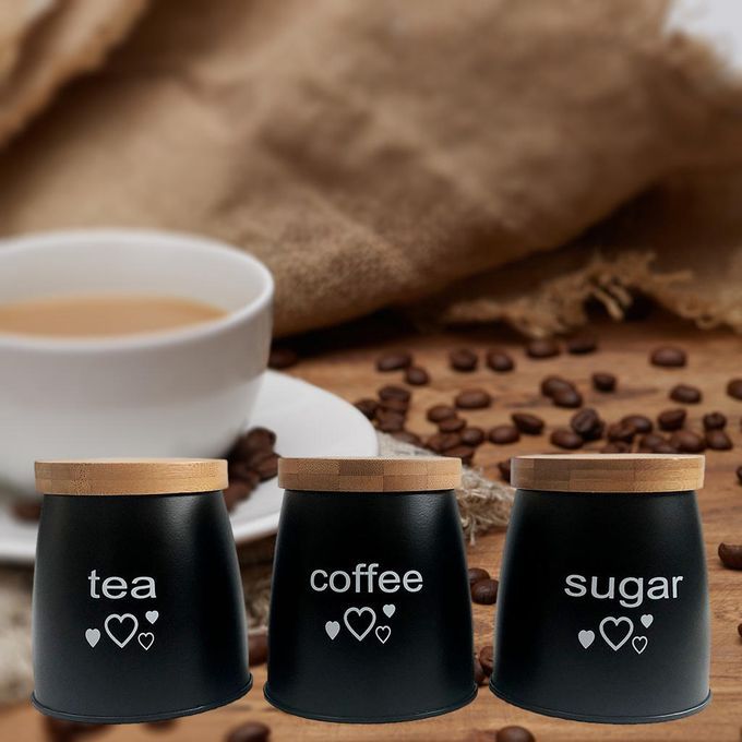 Sets With Labels With Bamboo Lid 500ml Tins For Black