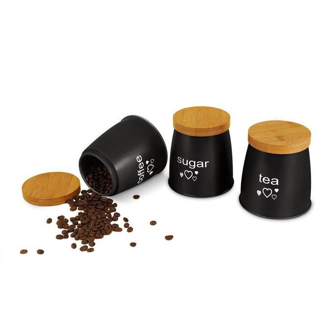 Sets With Labels With Bamboo Lid 500ml Tins For Black