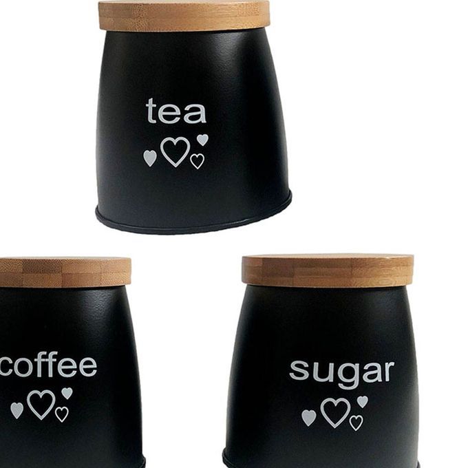 Sets With Labels With Bamboo Lid 500ml Tins For Black