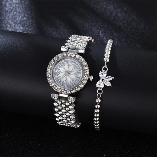 Full Diamond Watch+Bracelet Set