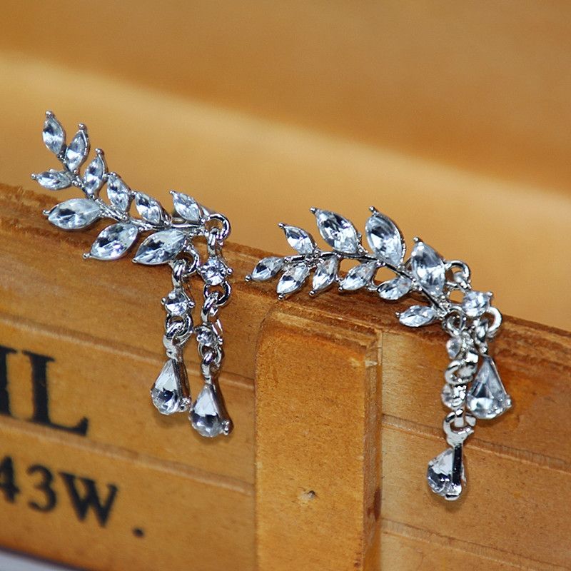 Women Tassel Wing Style Drop Earrings Fashion Cubic Jewelry