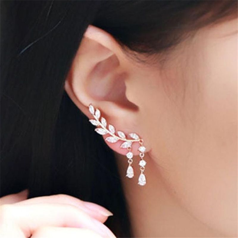 Women Tassel Wing Style Drop Earrings Fashion Cubic Jewelry