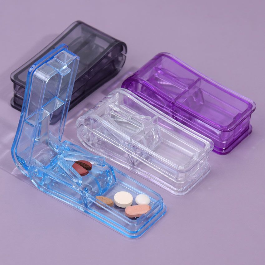 1PC Portable Travel Drug Box Splitter Medicine Pill Cutter Box Pill Holder Tablet Cutter Splitter Divider Pill Case Transparent