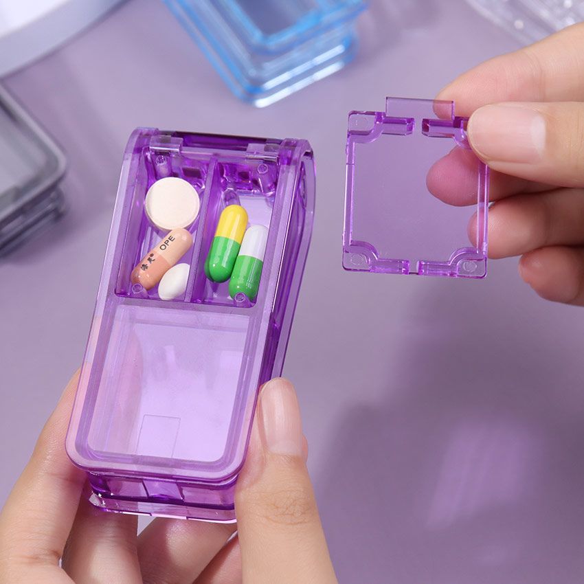 1PC Portable Travel Drug Box Splitter Medicine Pill Cutter Box Pill Holder Tablet Cutter Splitter Divider Pill Case Transparent