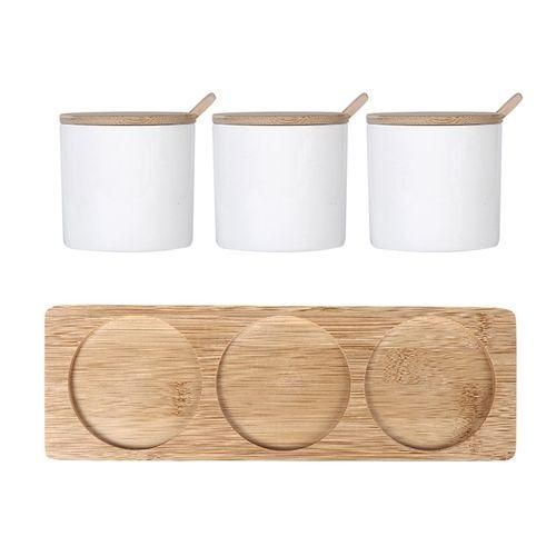 3 Pcs Seasoning Container Spice Jar Glass Sugar &