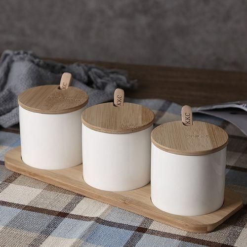 3 Pcs Seasoning Container Spice Jar Glass Sugar &
