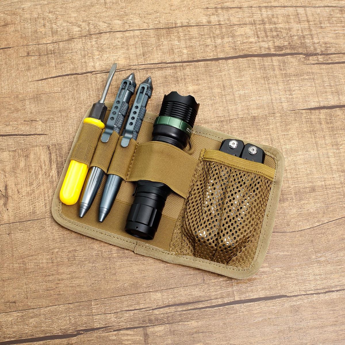 Supplies Sticky Board Organizer Expandable Tool Bag with Mesh Pouches Brown