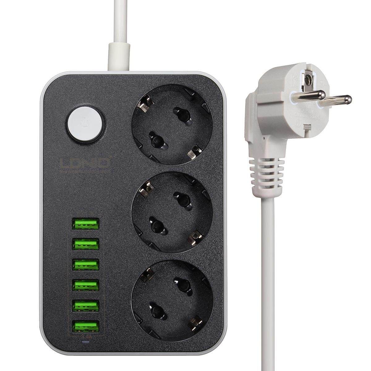 LDNIO Desktop 3 Prise D'Alimentation6 USB Port 5V 3.4A Charger Adapter 1.6m EU