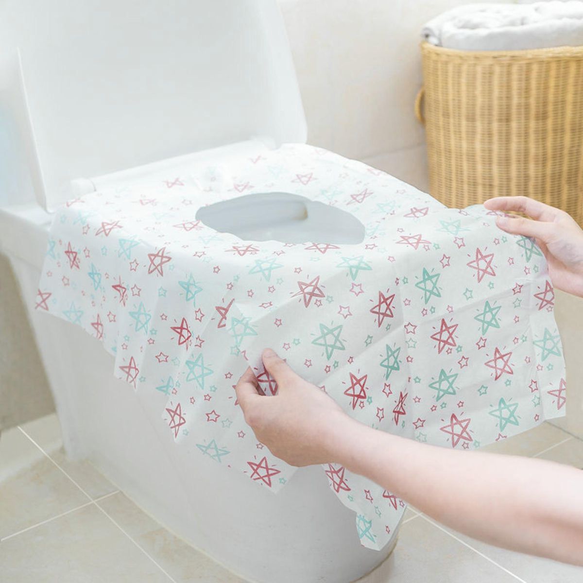 20Pcs Toilet Cover Star Print Disposable Toilet Seat Cushion