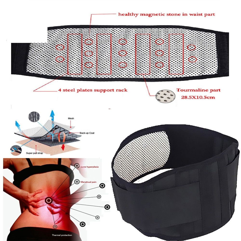 Adjustable Tourmaline Self-heating Magnetic Therapy Waist Belt Lumbar Support Back Waist Support  Double Banded Aja Lumbar-Waist Belt