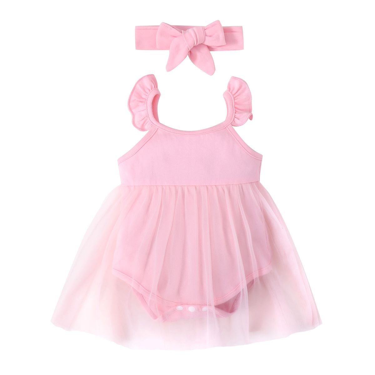 0-18Months Newborn Baby Girl Princess Dress Summer Romper + Headband -Pink