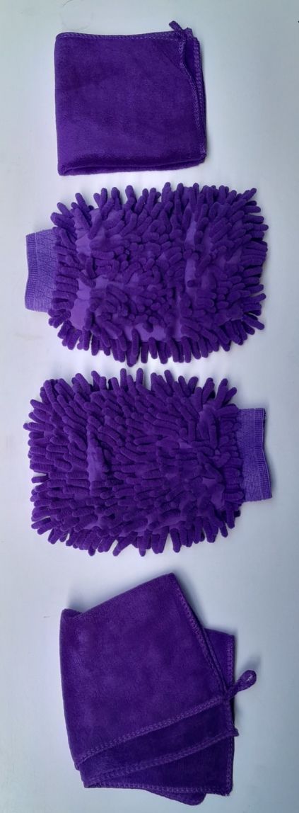 4 PCS MICROFIBER CAR WASH MITT & TOWEL