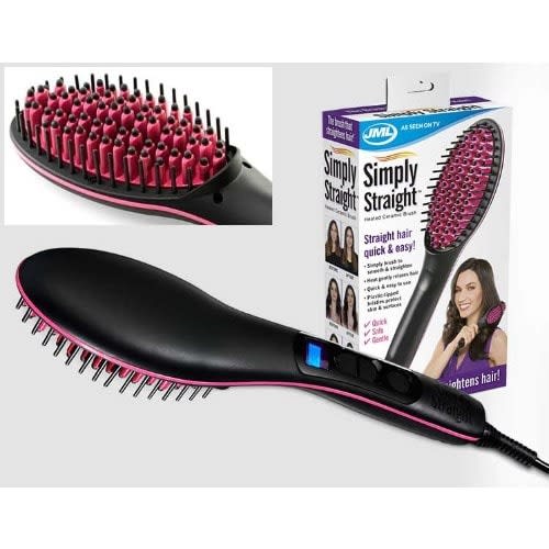 Simply Straight Ceramic Hair Straightening Brush - Black & Pink