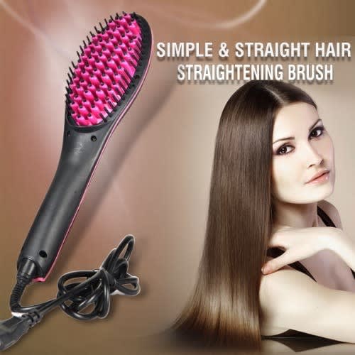 Simply Straight Ceramic Hair Straightening Brush - Black & Pink