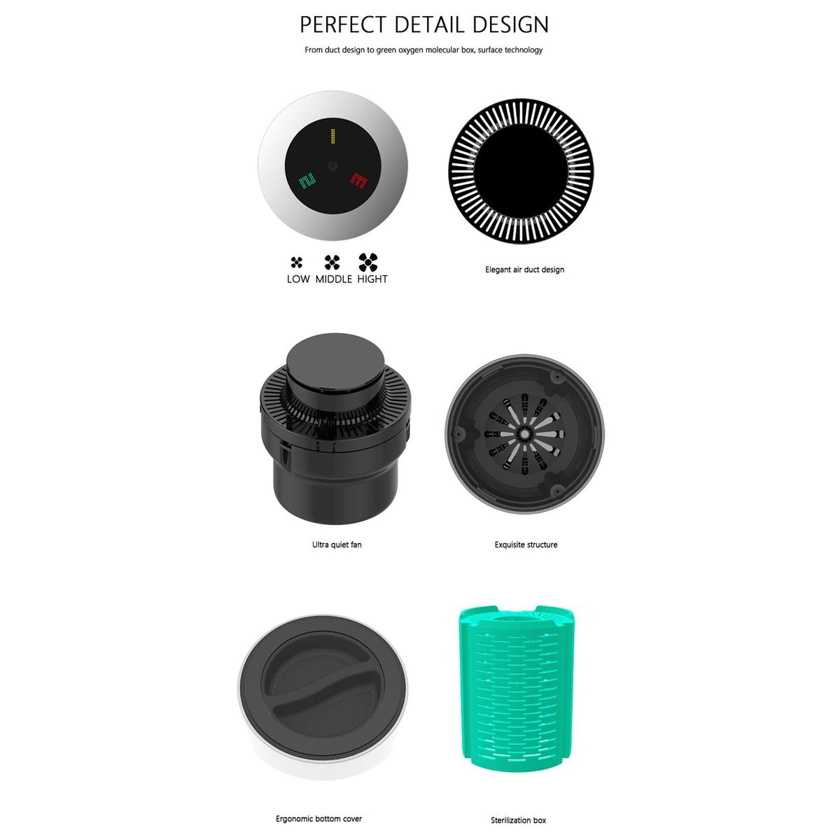 Air Purifiers for Car Mini Portable Air Purifier with HEPA for Home Bedroom Kitchen Office Silver