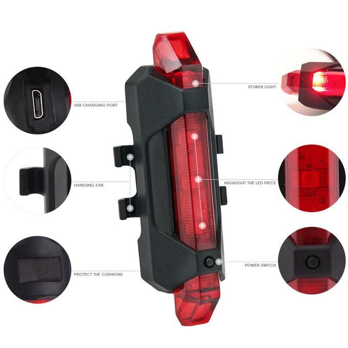 Mountain Bike Light Taillight Usb  Harging Light Mini Warning Light Tail Light-red