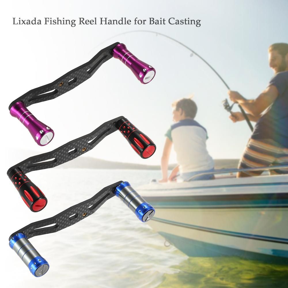 Lixada Carbon Fiber Fishing Reel Handle for Bait Casting Strong Aluminum Alloy Fishing Reel  Left / Right Hand Interchangeable