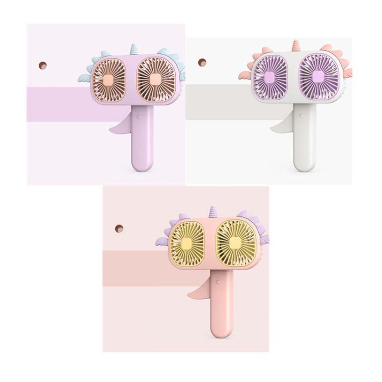 2pcs Mini Cartoon Manual Fan Unicorn Model Hand Holding Fan