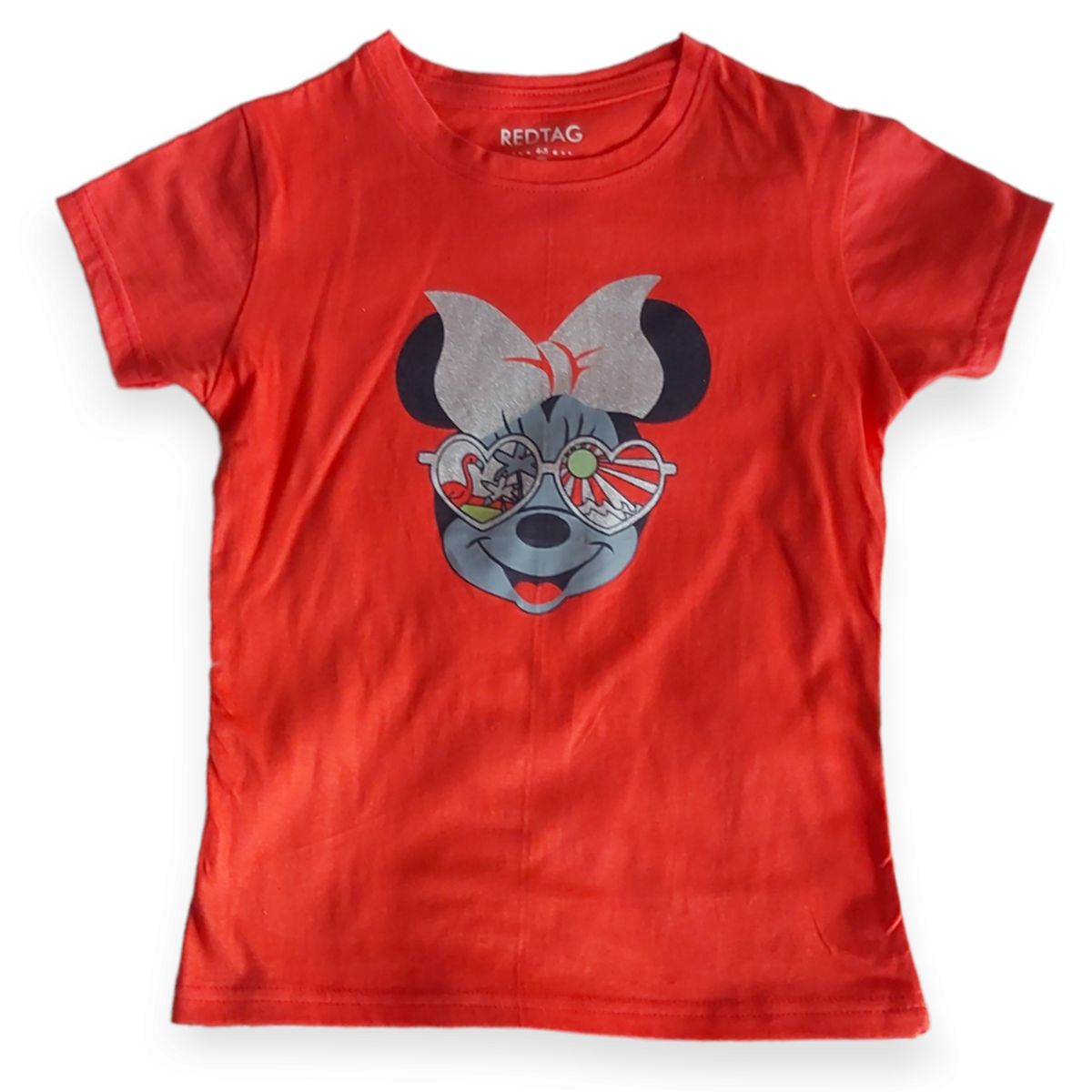 Character Print Girl Top- Red