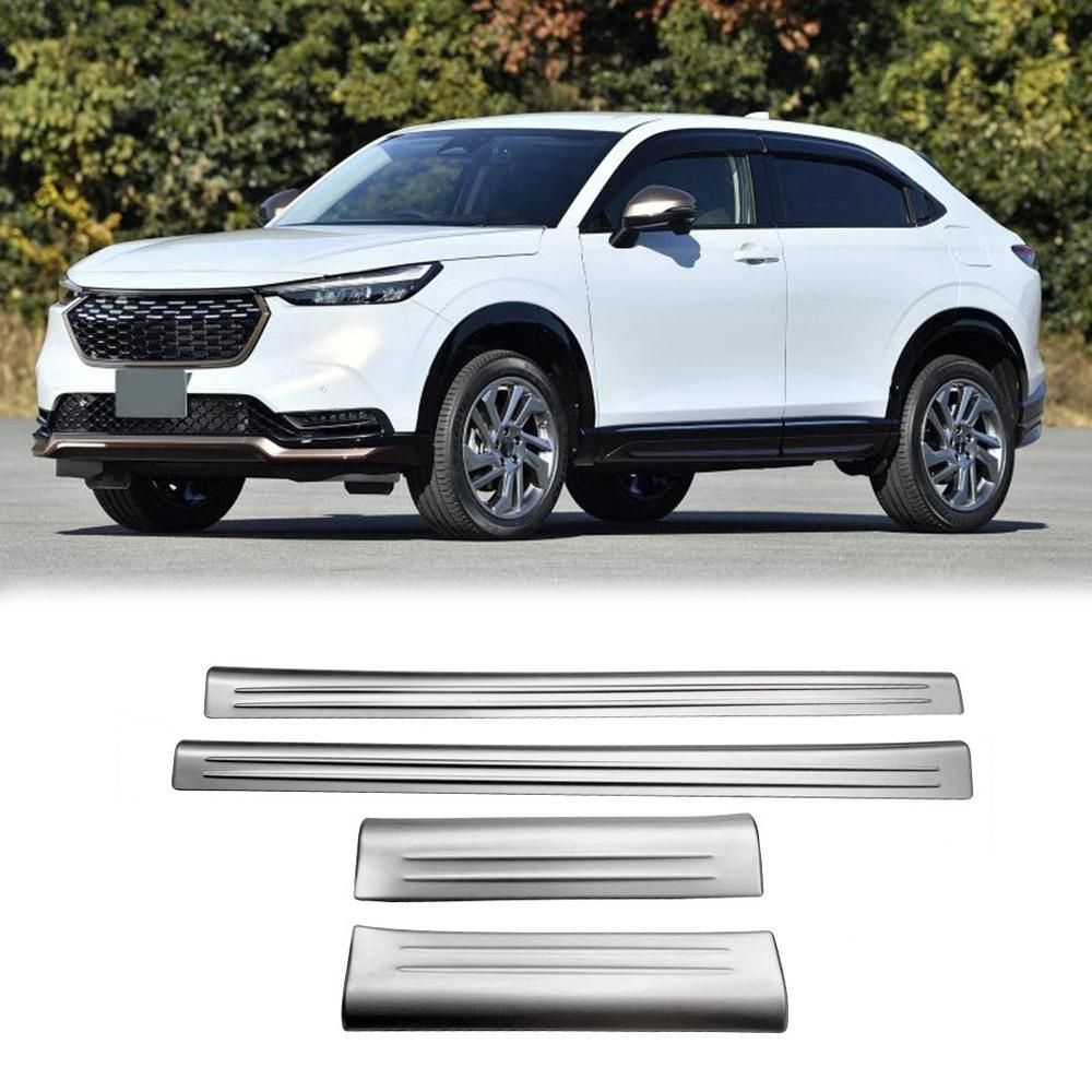 For Honda Vezel HR-V HRV 2021 2022 Stainless Steel Front Rear Inner Door Sill Pedal Scuff Plate Cover Trim 4Pcs Black