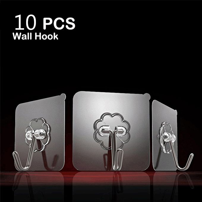 10Pcs Hooks Transparent Strong Self Adhesive Door Wall