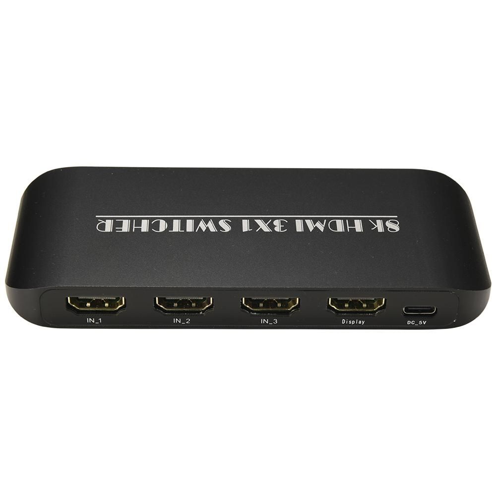 HDMI Switcher 8K 3 in 1 Out HDMI 2.1 Switcher 3 Port with IR Remote Support 8K 60Hz 4K 120Hz HDCP 2.3 for Xbox PS4 PS5 UHD TV Monitor Projector with Wire-Desktop Controller