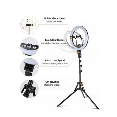 13" Music Control Ring Light +2 Phone Holder + Strong Tripod