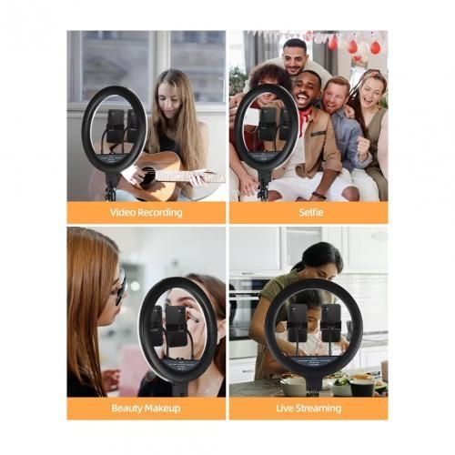 13" Music Control Ring Light +2 Phone Holder + Strong Tripod