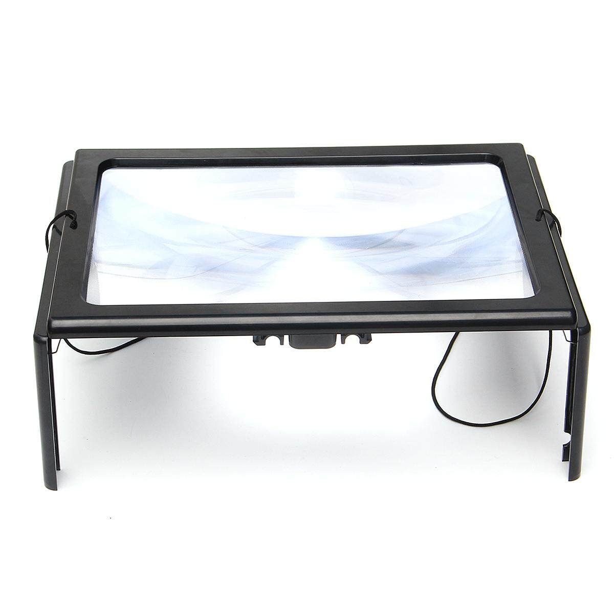 Hands Free Magnifier With 4 LED Light Magnifying Glass For Reading Repairing Aid