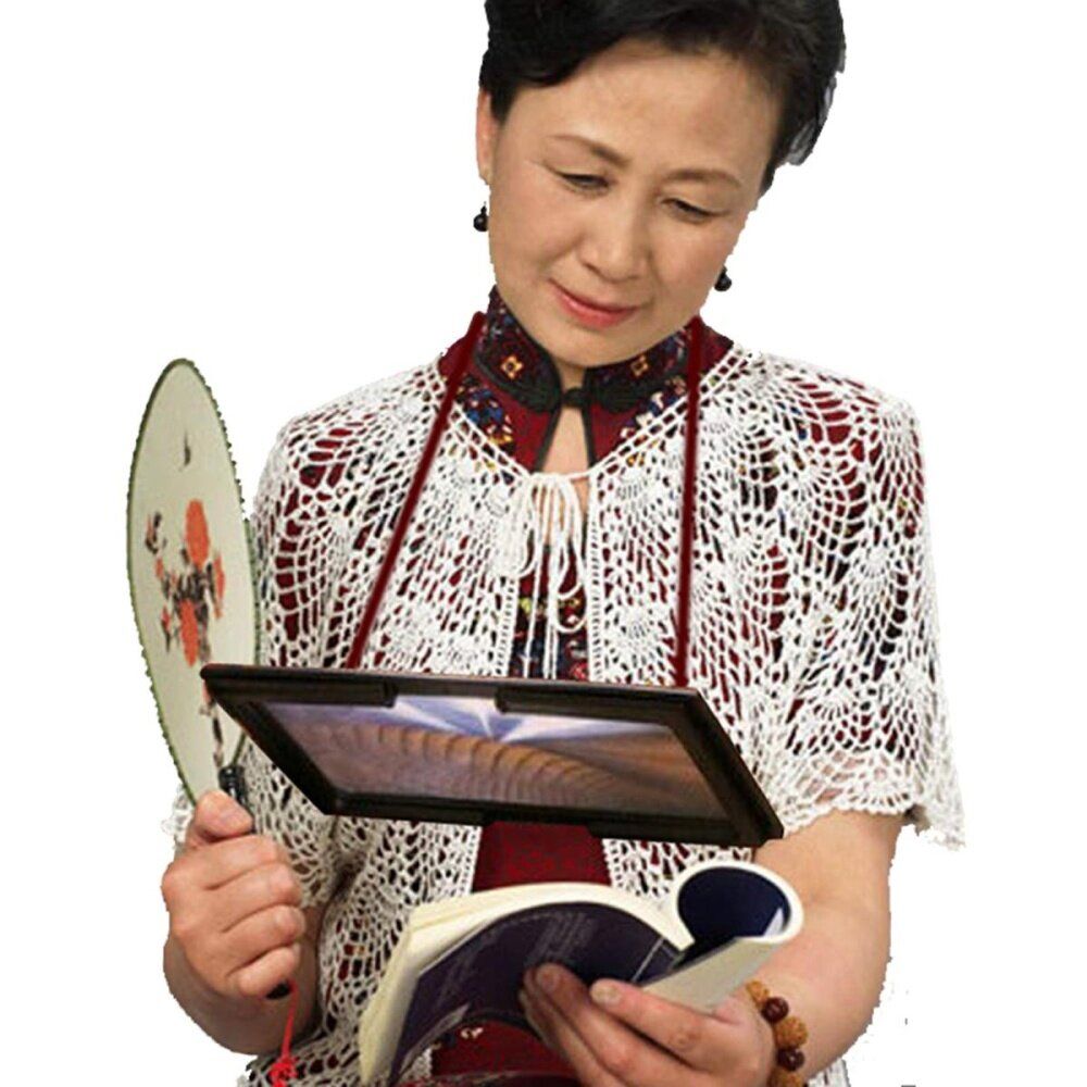 Hands Free Magnifier With 4 LED Light Magnifying Glass For Reading Repairing Aid