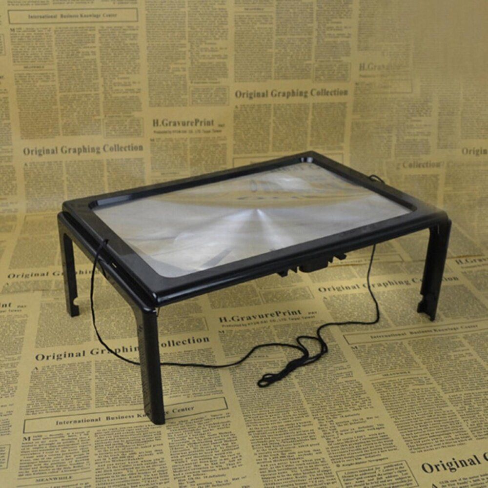 Hands Free Magnifier With 4 LED Light Magnifying Glass For Reading Repairing Aid