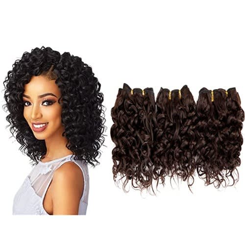 Short Curly Hair Bundles- 4 Bundles -Brown- 250g