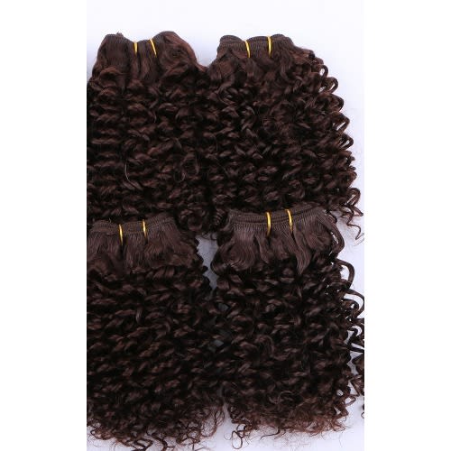Short Curly Hair Bundles- 4 Bundles -Brown- 250g