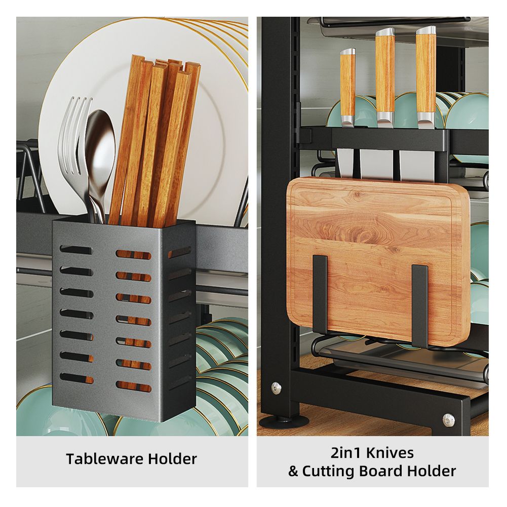Height Adjustable Dish Drainer 2 Tier Large Dish Drying Rack
