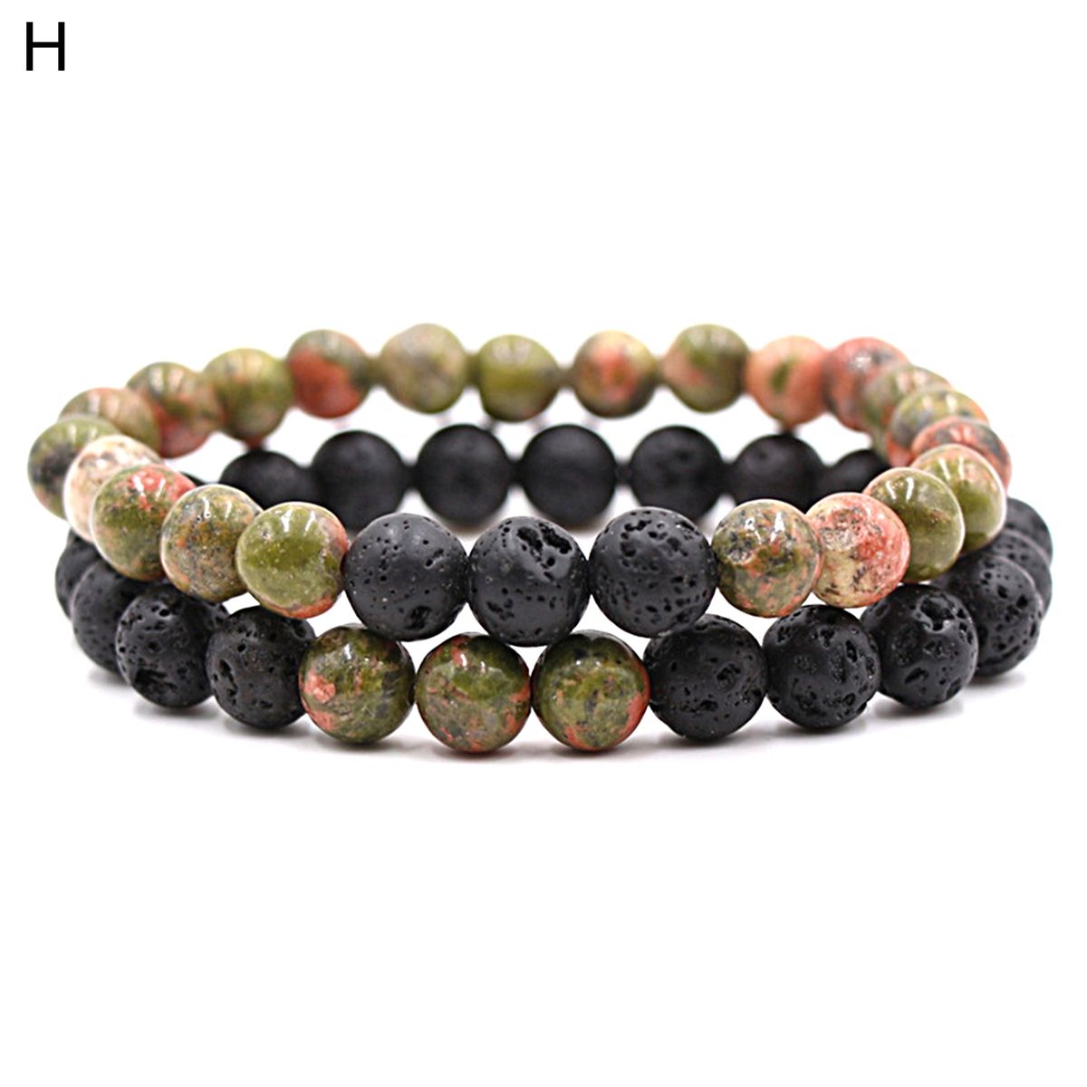 2Pcs Beaded Bracelet Couples Distance Black White Bracelet H