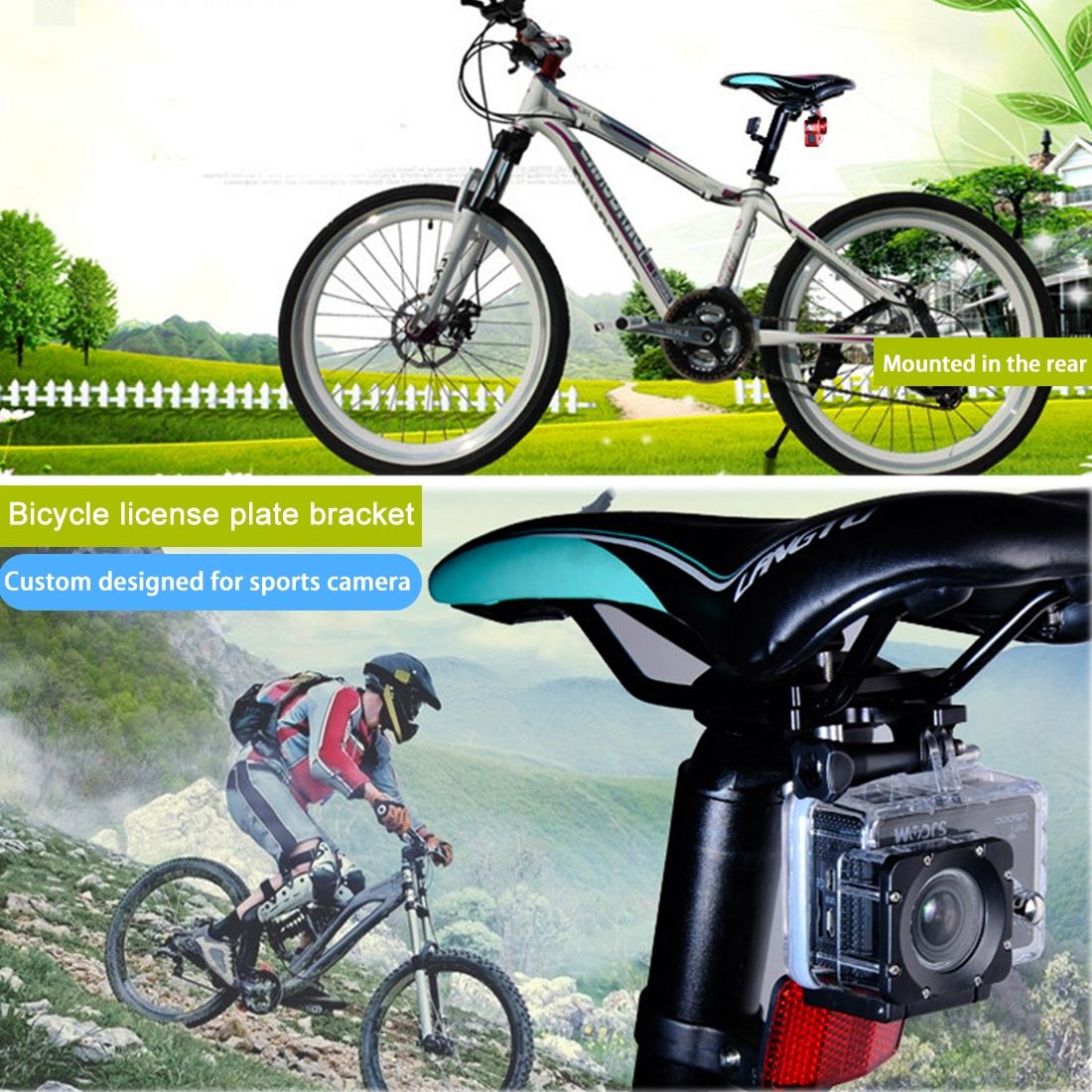 Aluminium Alloy Bike Seat Cushion Mount For GoProHERO9 Black
