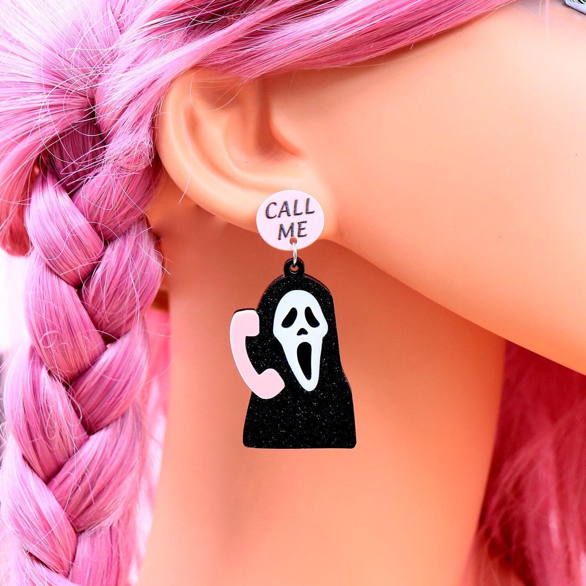Factory Wholesale Halloween Dangle Earrings Call Me Ghost Earrings Handmade Acrylic Jewelry