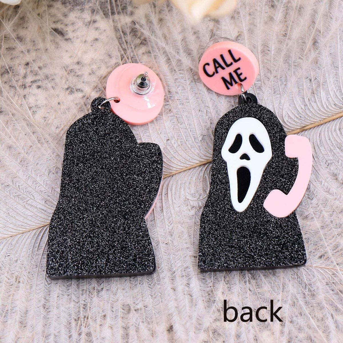 Factory Wholesale Halloween Dangle Earrings Call Me Ghost Earrings Handmade Acrylic Jewelry
