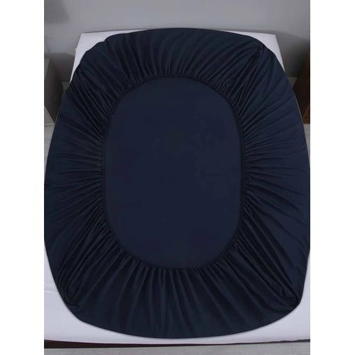 Fitted Sheet Mattress Protector + 2 Bed Pillows -Navy Blue
