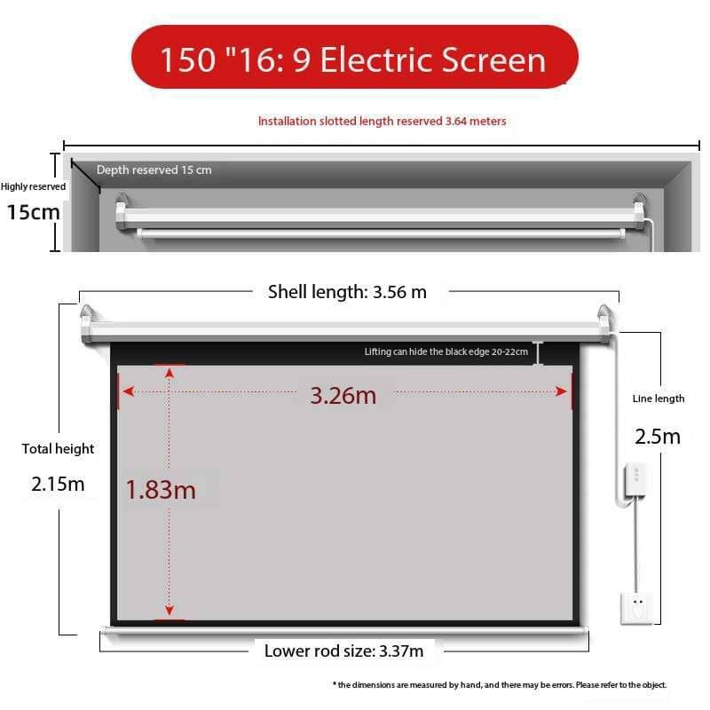 150 Inches 16:9 Big Size Electric Projector Screen 4K+Remote