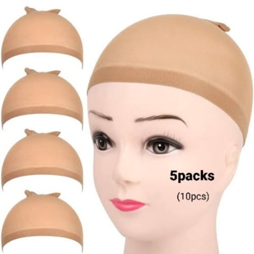 Elastic Nylon Wig Cap - 5packs - Beige