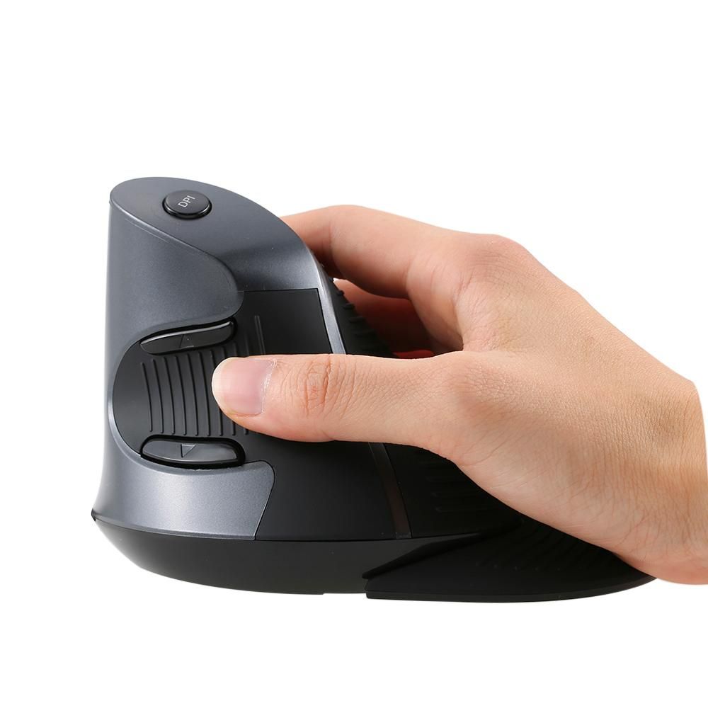 Delux 2.4G Wireless Ergonomic Vertical Optical Mouse Computer Mice Adjustable 1600 DPI 5D Buttons with Removable Palm Rest