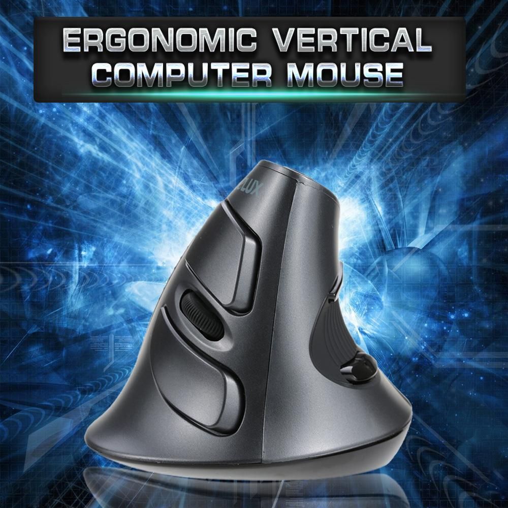 Delux 2.4G Wireless Ergonomic Vertical Optical Mouse Computer Mice Adjustable 1600 DPI 5D Buttons with Removable Palm Rest