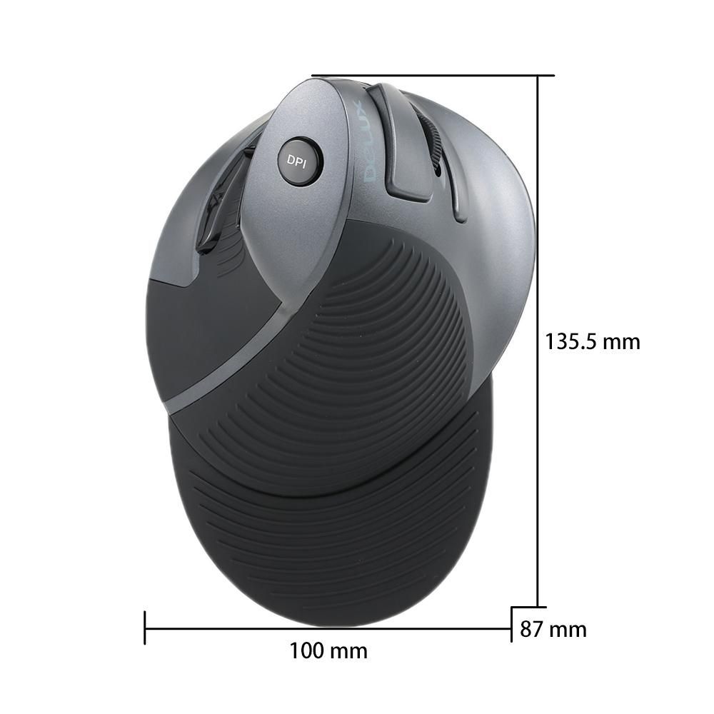 Delux 2.4G Wireless Ergonomic Vertical Optical Mouse Computer Mice Adjustable 1600 DPI 5D Buttons with Removable Palm Rest