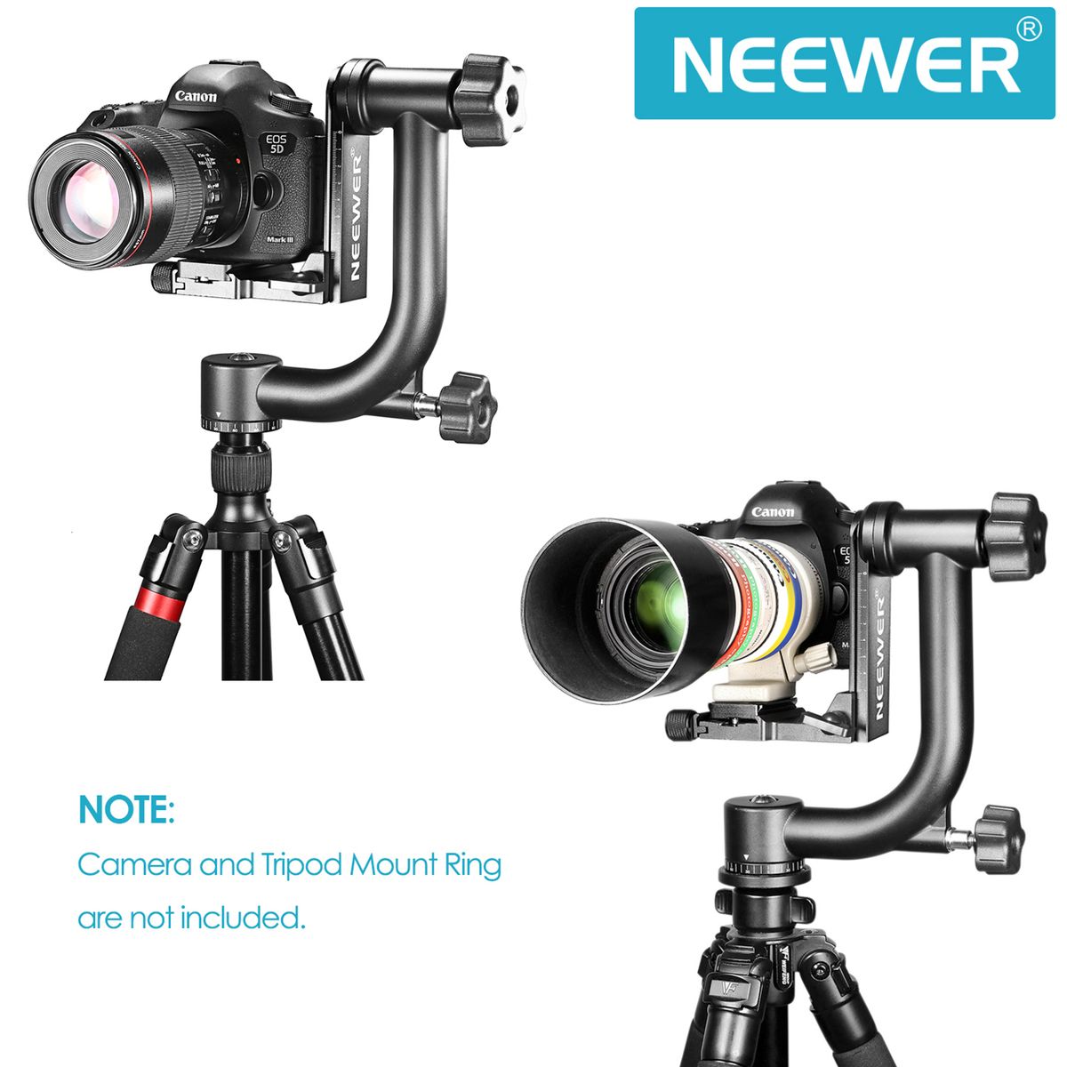 Professional Gimbal Tripod Head Heavy Duty Metal 360° Panoramic, With Standard 1/4" Arca Type Quick Release Plate And Bubble Level For DSLR Cameras Up To 30lb/13.6kg