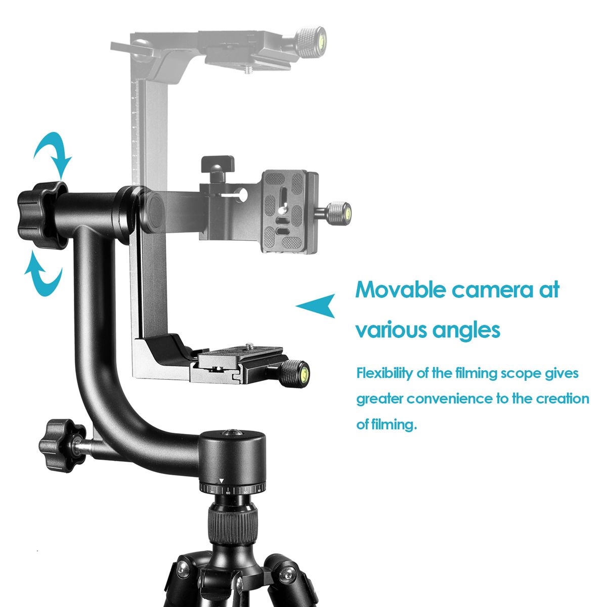 Professional Gimbal Tripod Head Heavy Duty Metal 360° Panoramic, With Standard 1/4" Arca Type Quick Release Plate And Bubble Level For DSLR Cameras Up To 30lb/13.6kg