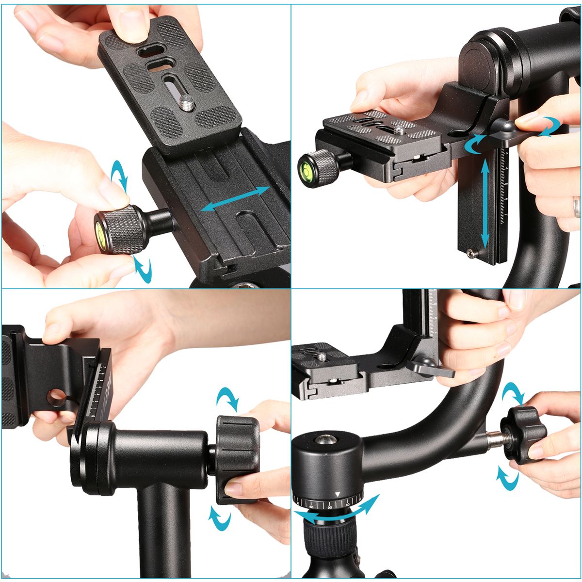 Professional Gimbal Tripod Head Heavy Duty Metal 360° Panoramic, With Standard 1/4" Arca Type Quick Release Plate And Bubble Level For DSLR Cameras Up To 30lb/13.6kg
